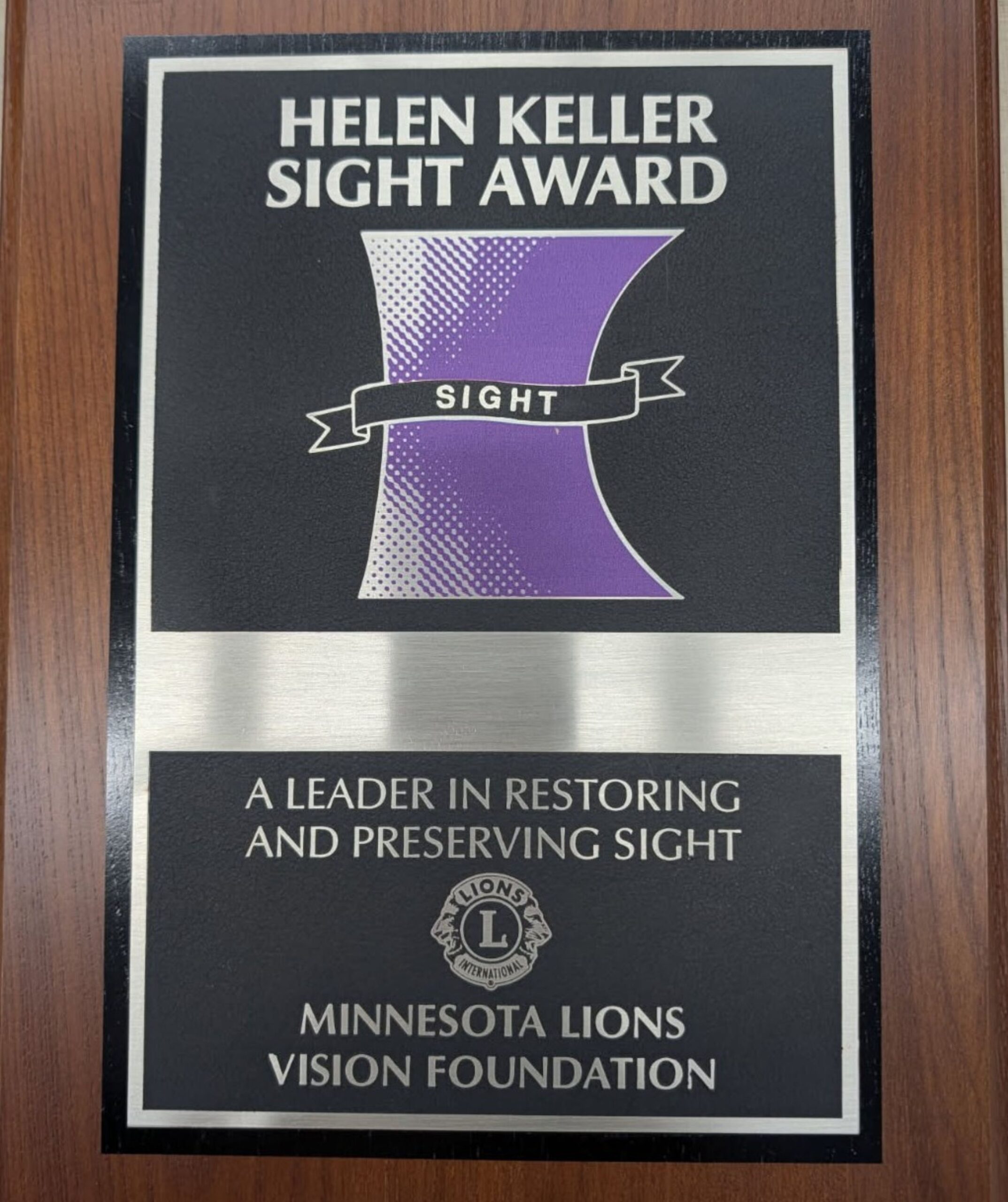 Plaque for 2026 Helen Keller award